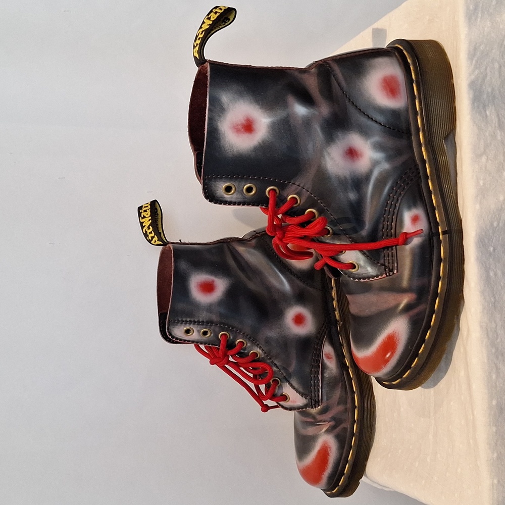 Dr. Martens Women's Black & Red Polka-Dot Lace-Up Boots - Picture 6 of 11
